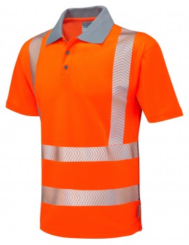 Leo Woolacombe Coolviz-PLUS Orange Polo Shirt P03-O High Visibility